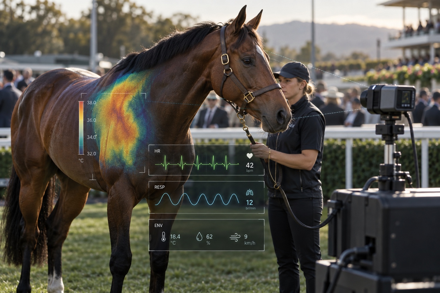 Non-contact thermal and vital sensing analysis of a thoroughbred
