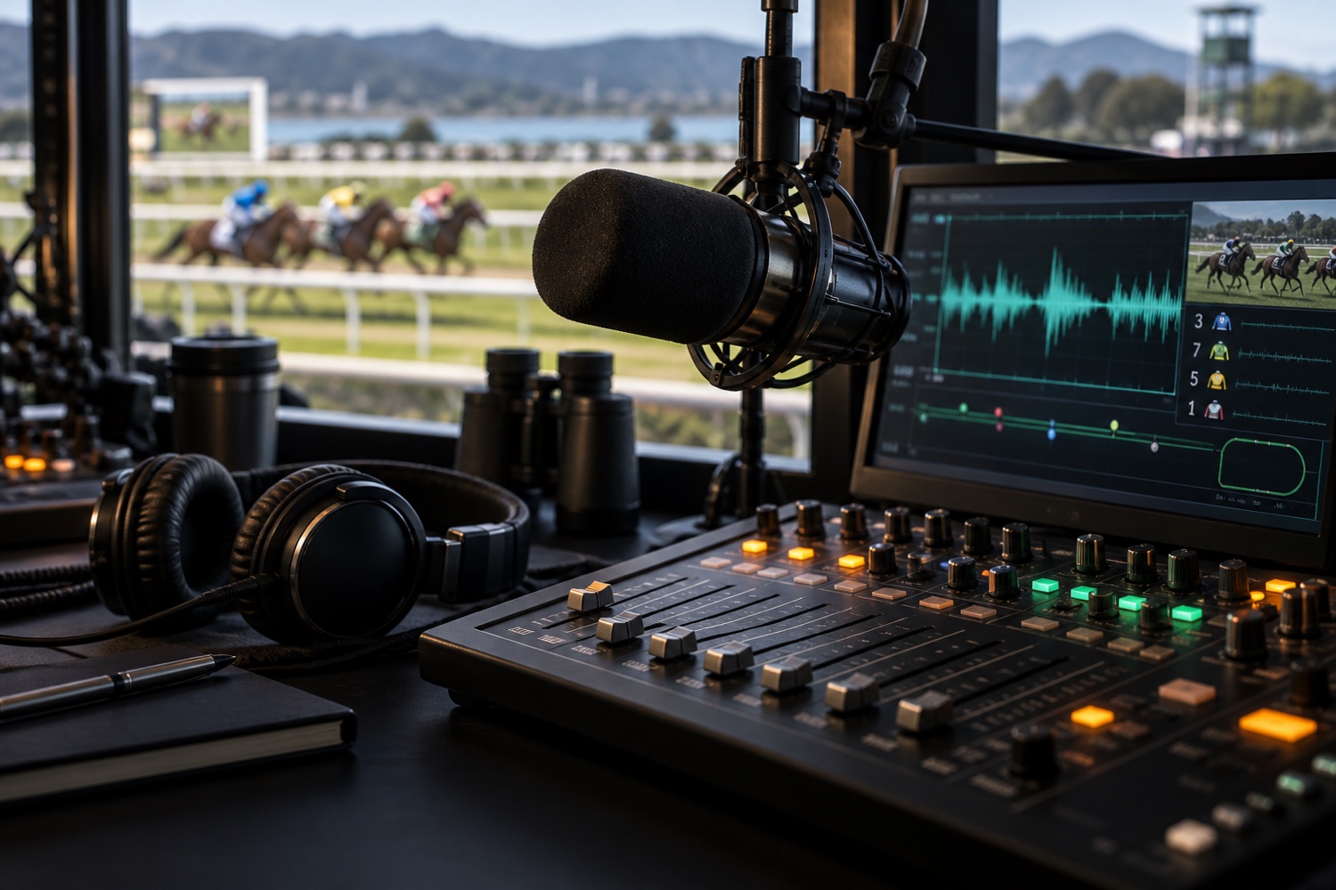 Trackside racing broadcast and audio intelligence workstation
